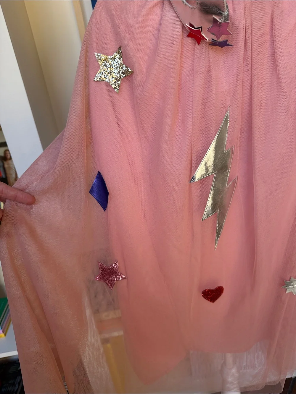 Meri Meri - Kids Pink Superhero Dress Up Cape, Silver Mask & Wrist Cuffs